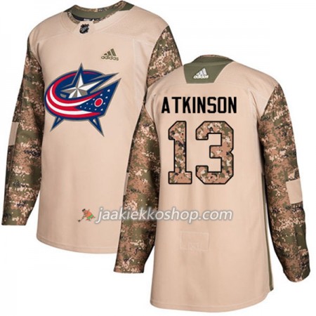 Miehille NHL Blue Jackets Pelipaita Cam Atkinson 13 Adidas 2017-2018 Camo Veterans Day Practice Authentic